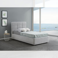 Letto singolo con contenitore Napoli grigio Soro 90