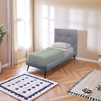 Letto singolo con rete inclusa Stiletto tessuto grigio chiaro