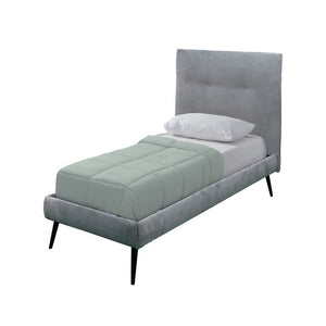 Letto singolo con rete inclusa Stiletto tessuto grigio chiaro