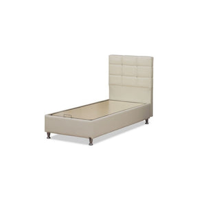 Letto singolo contenitore ecopelle bianco Nova 92x206x120H