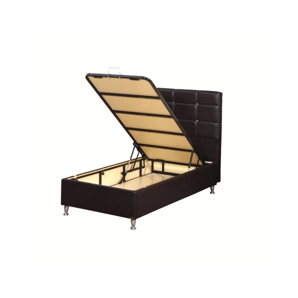 Letto singolo contenitore ecopelle bianco Nova 92x206x120H