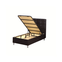 Letto singolo contenitore ecopelle bianco Nova 92x206x120H