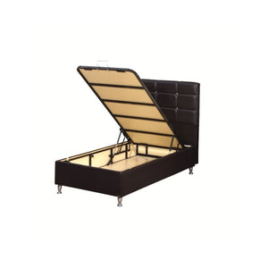 Letto singolo contenitore ecopelle bianco Nova 92x206x120H