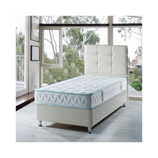 Letto singolo contenitore ecopelle bianco Nova 92x206x120H