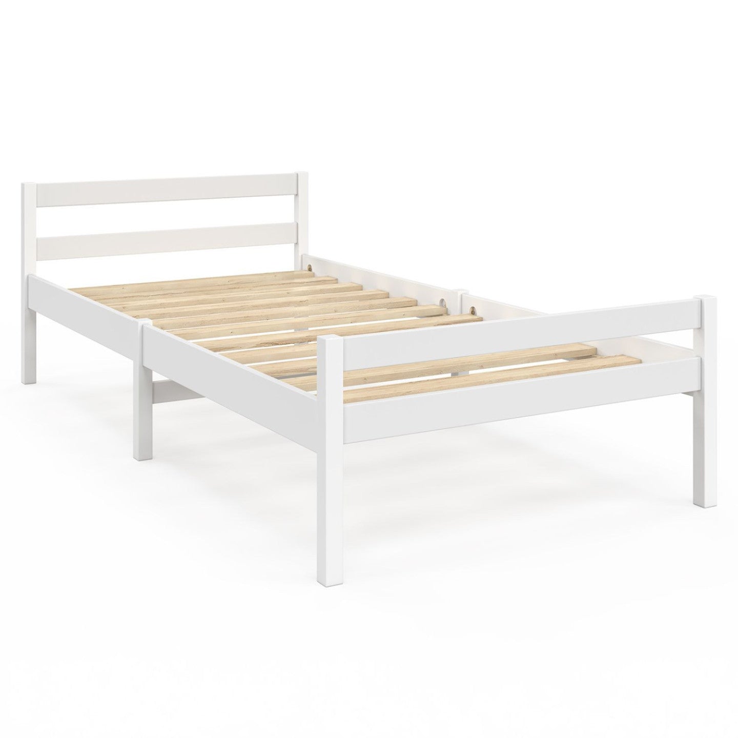 IDMarket - Letto singolo HARPER 90 x 190 cm con base in legno bianco