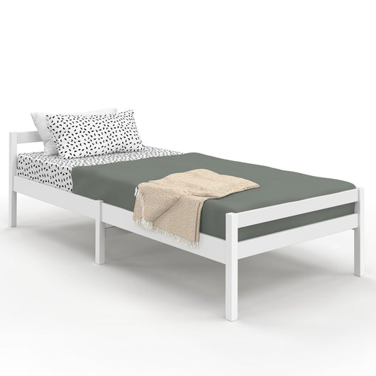 IDMarket - Letto singolo HARPER 90 x 190 cm con base in legno bianco