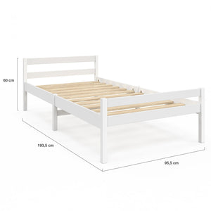 IDMarket - Letto singolo HARPER 90 x 190 cm con base in legno bianco
