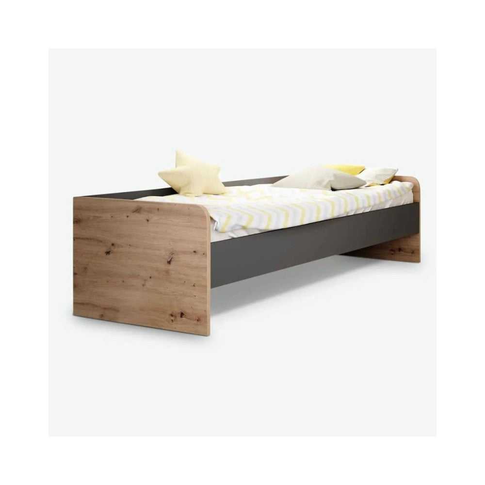 Letto singolo in legno rovere e antracite Gap System