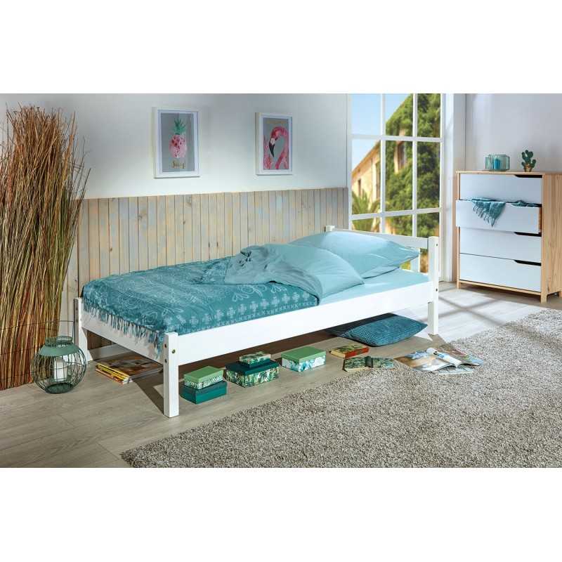 Letto singolo Inter Link 90x190 in pino tinto bianco