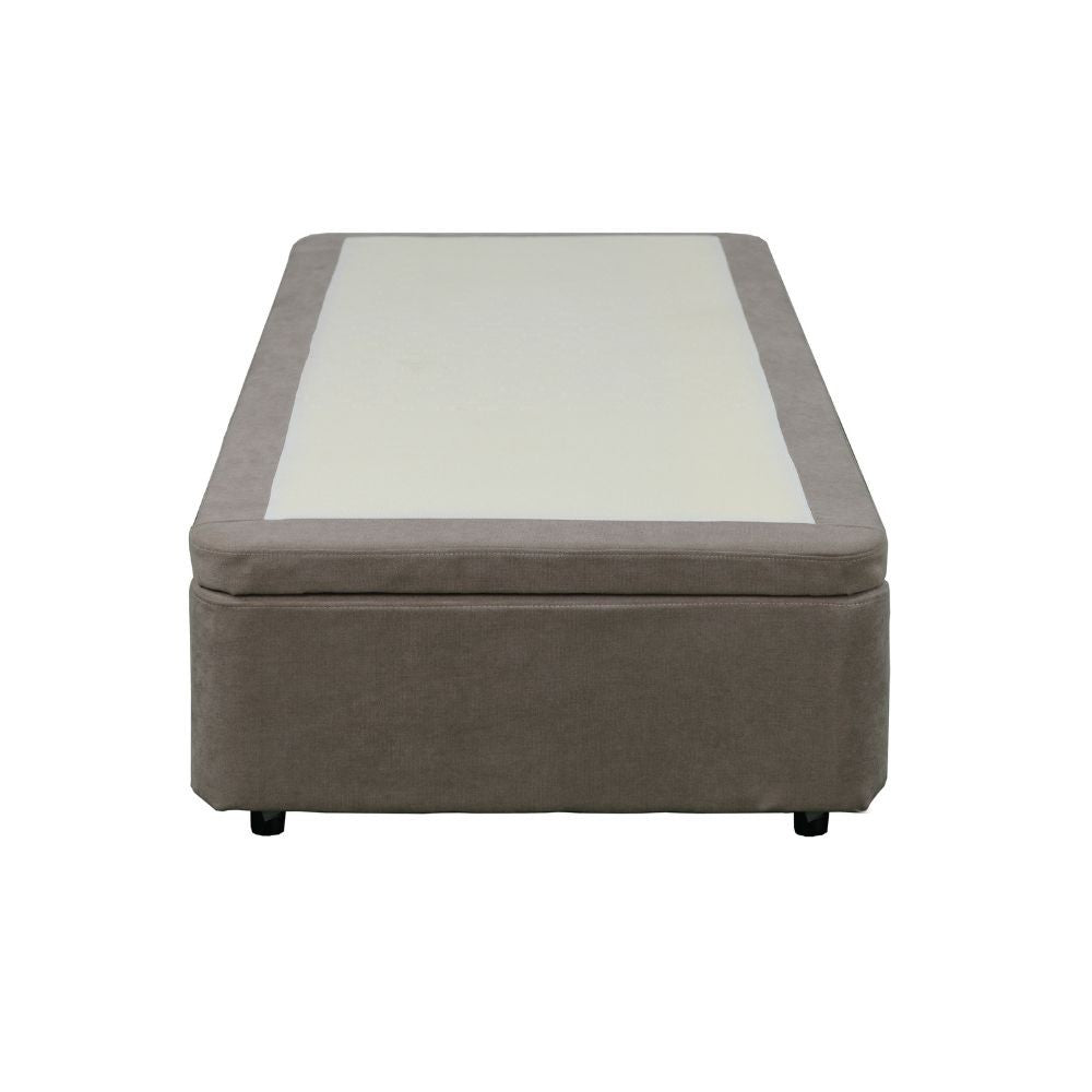 Letto singolo Sommier con contenitore in tessuto taupe 82x192x39H – Praticità compatta