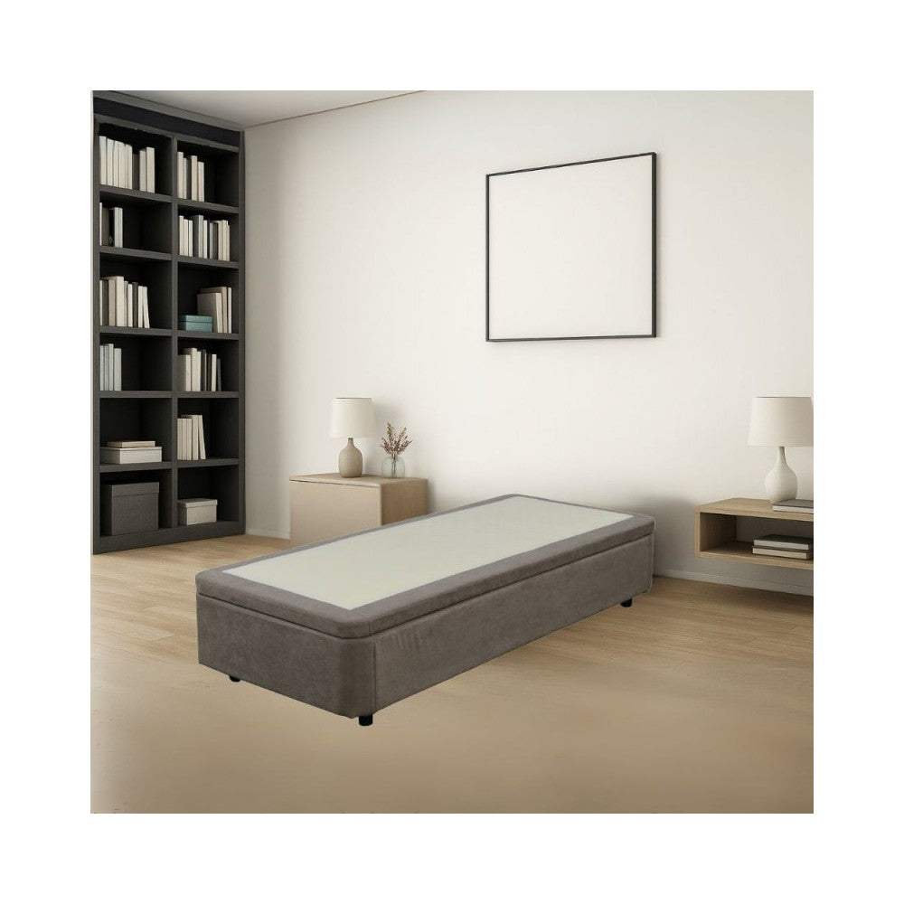 Letto singolo Sommier con contenitore in tessuto taupe 82x192x39H – Praticità compatta