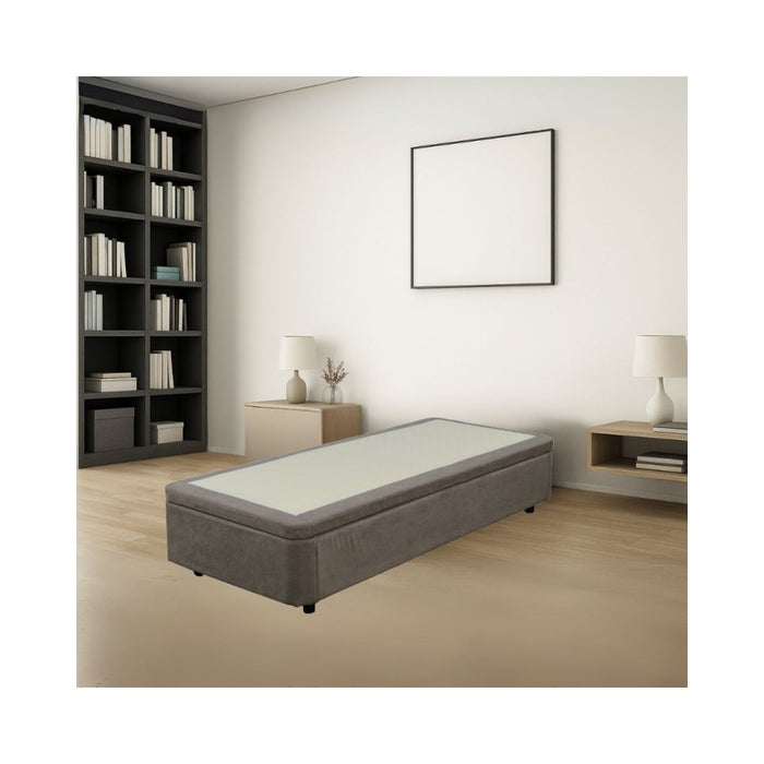 Letto singolo Sommier con contenitore in tessuto taupe 82x192x39H – Praticità compatta