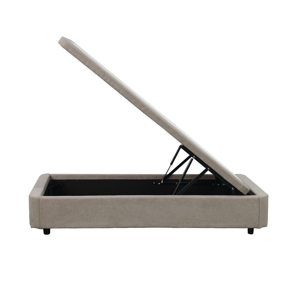 Letto singolo Sommier con contenitore in tessuto taupe 82x192x39H – Praticità compatta