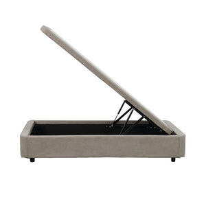 Letto singolo Sommier con contenitore in tessuto taupe 82x192x39H – Praticità compatta