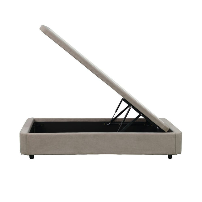 Letto singolo Sommier con contenitore in tessuto taupe 82x192x39H – Praticità compatta