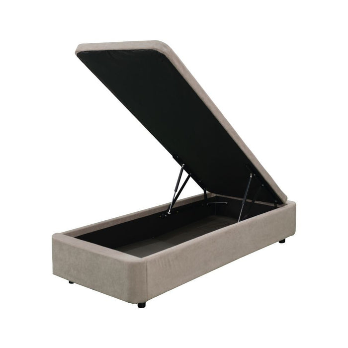 Letto singolo Sommier con contenitore in tessuto taupe 82x192x39H – Praticità compatta