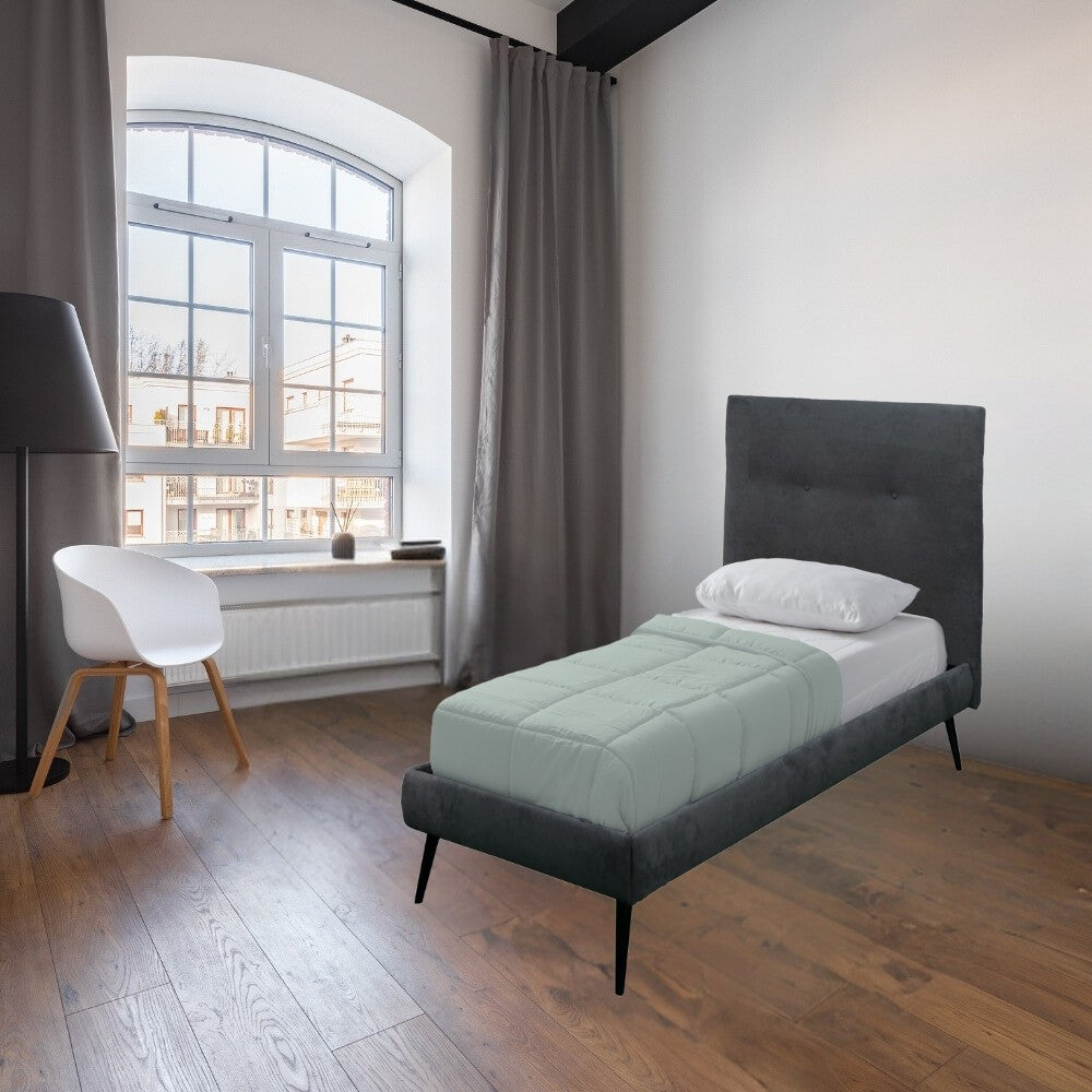 Letto singolo con rete inclusa Stiletto tessuto colore ash grigio