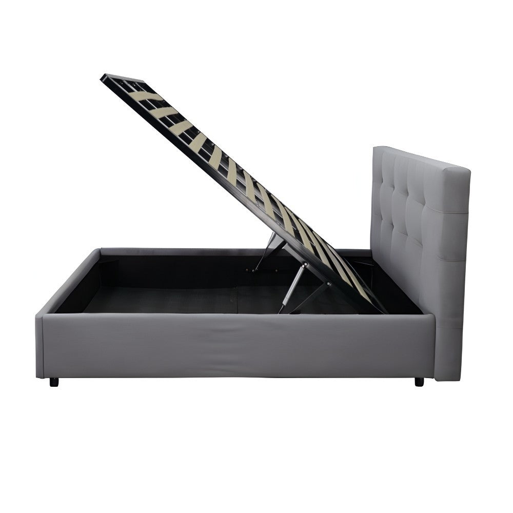 Letto una piazza e mezza con contenitore Ascoli 142x210x124H tessuto Enjoy colore grigio