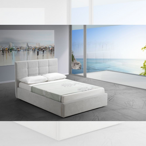 Letto una piazza e mezza con contenitore Napoli grigio Soro 90