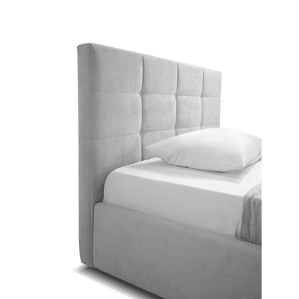 Letto una piazza e mezza con contenitore Napoli tessuto colore grigio