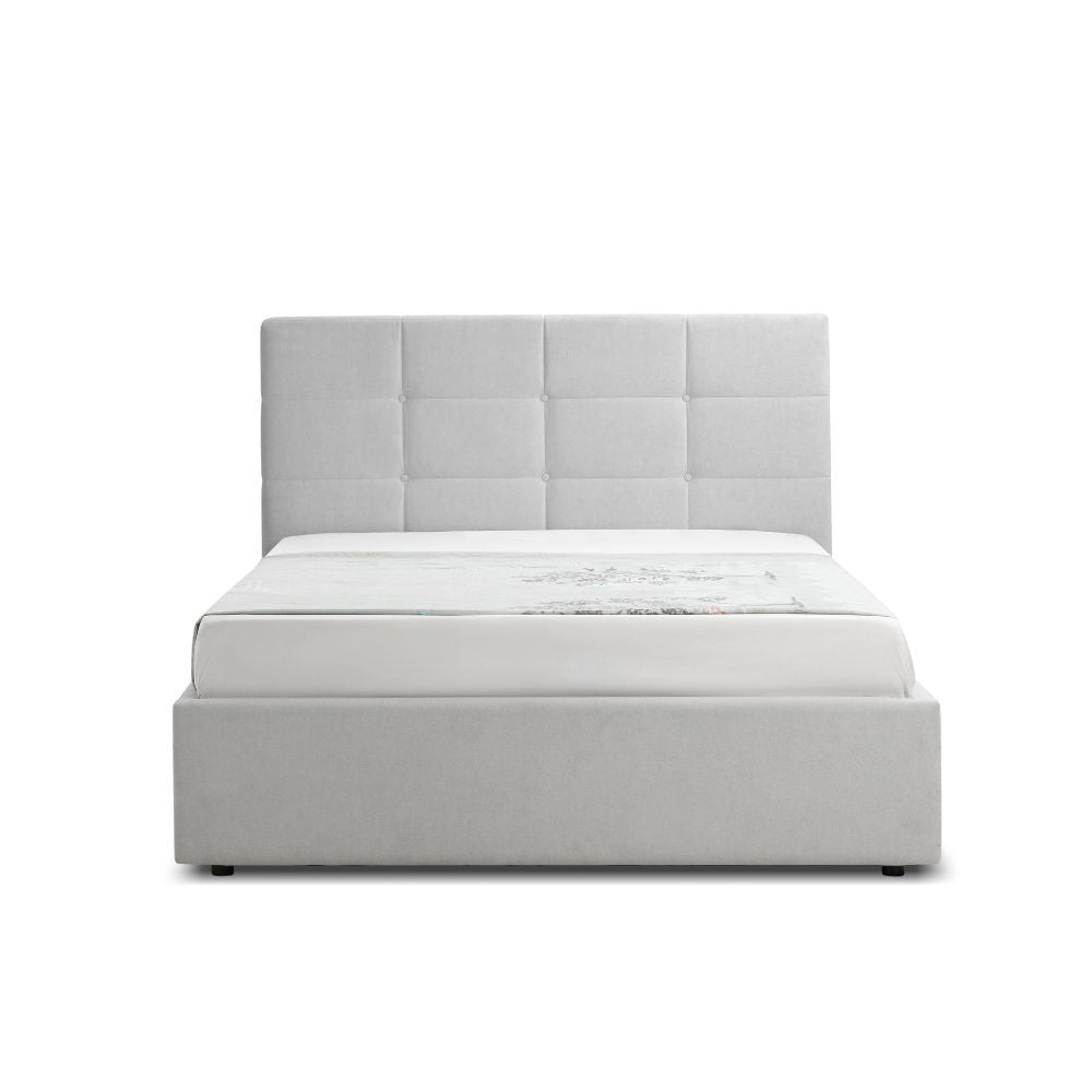 Letto una piazza e mezza con contenitore Napoli tessuto colore grigio