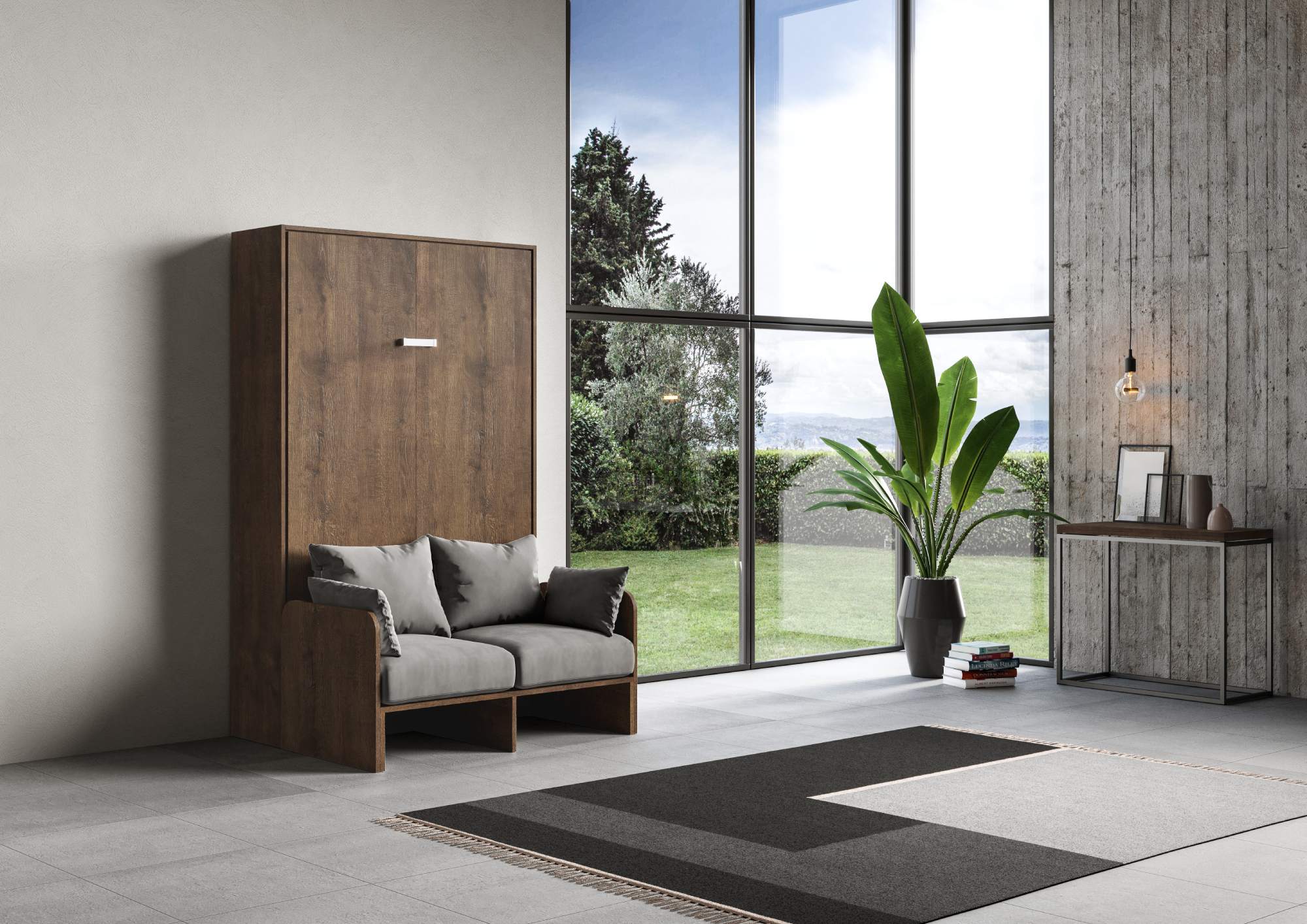 Letto 120 Sofà Kentaro verticale a scomparsa Noce