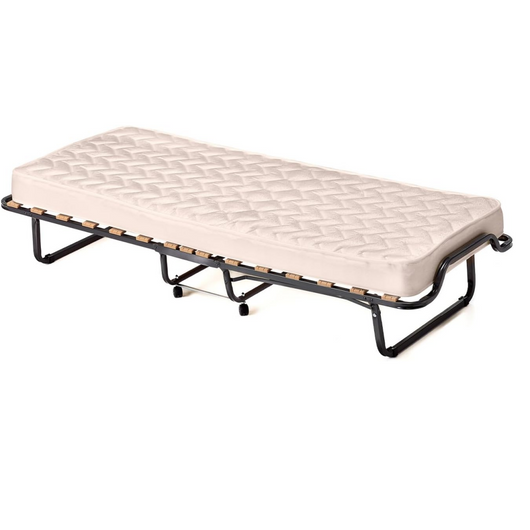 Letto brandina con materasso in memory foam 4 ruote girevoli struttura resistente-Lettino pieghevole per casa Beige