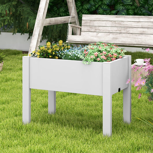 Letto da giardino rialzato con indicatore di livello dell'acqua divisori rimovibili, Fioriera in plastica Bianco-Fioriere
