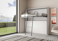 Letto Kando doppio orizzontale Bianco Frassino con materasso