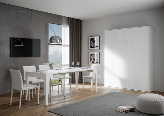 Letto matrimoniale Kentaro verticale a scomparsa Bianco Frassino