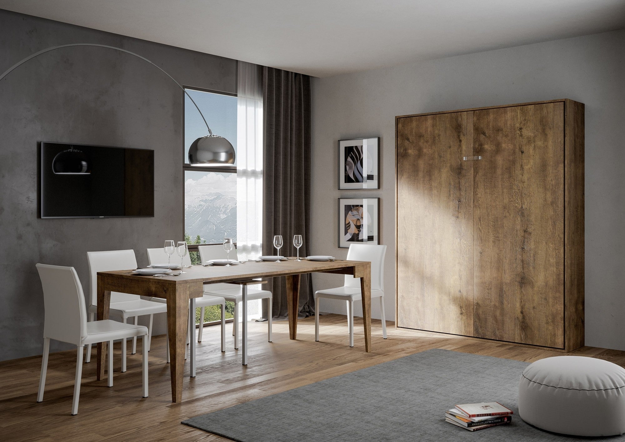 Letto matrimoniale Kentaro verticale a scomparsa Noce