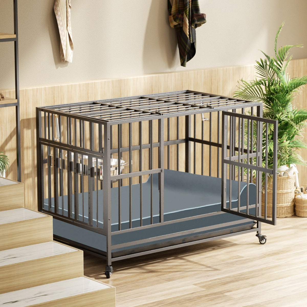 Lettino per animali domestici in schiuma di memoria con poggiatesta, Letto ortopedico per cani grandi con artrite Grigio-Casette e lettini