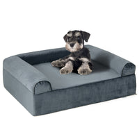 Letto per animali in schiuma di memoria con poggiatesta e copertura rimovibile, Letto ortopedico per cani Grigio-Casette e lettini