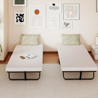 Letto pieghevole rete metallica robusta e molle resistenti, Lettino portatile per ospiti con schiuma di memoria Beige-Arredo letto