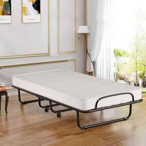 Letto pieghevole a scomparsa con materasso in Memory Foam struttura a U 4 ruote universali-Letto portatile