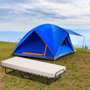 Letto pieghevole con materasso in memory foam struttura resistente e 4 ruote girevoli-Lettino per casa ufficio