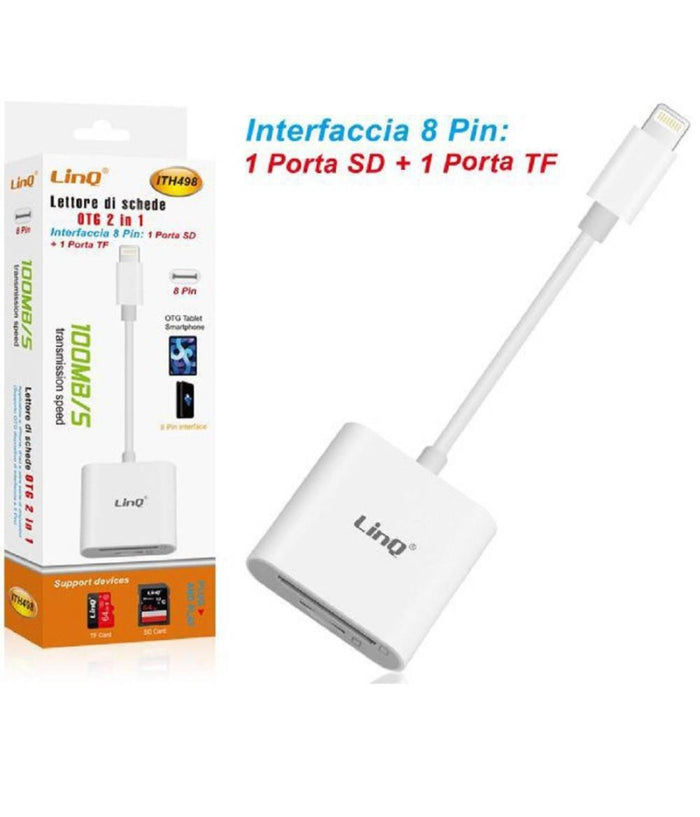 Lettore Di Schede Memory Card Otg 2in1 Interfaccia Lightning Micro-sd/tf Ith498         