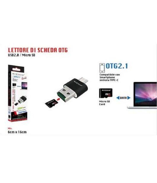 Lettore Scheda Otg2.1 Usb2.0 Micro Sd Compatibile Entrata Type-c Maxtech Lto-sm04         