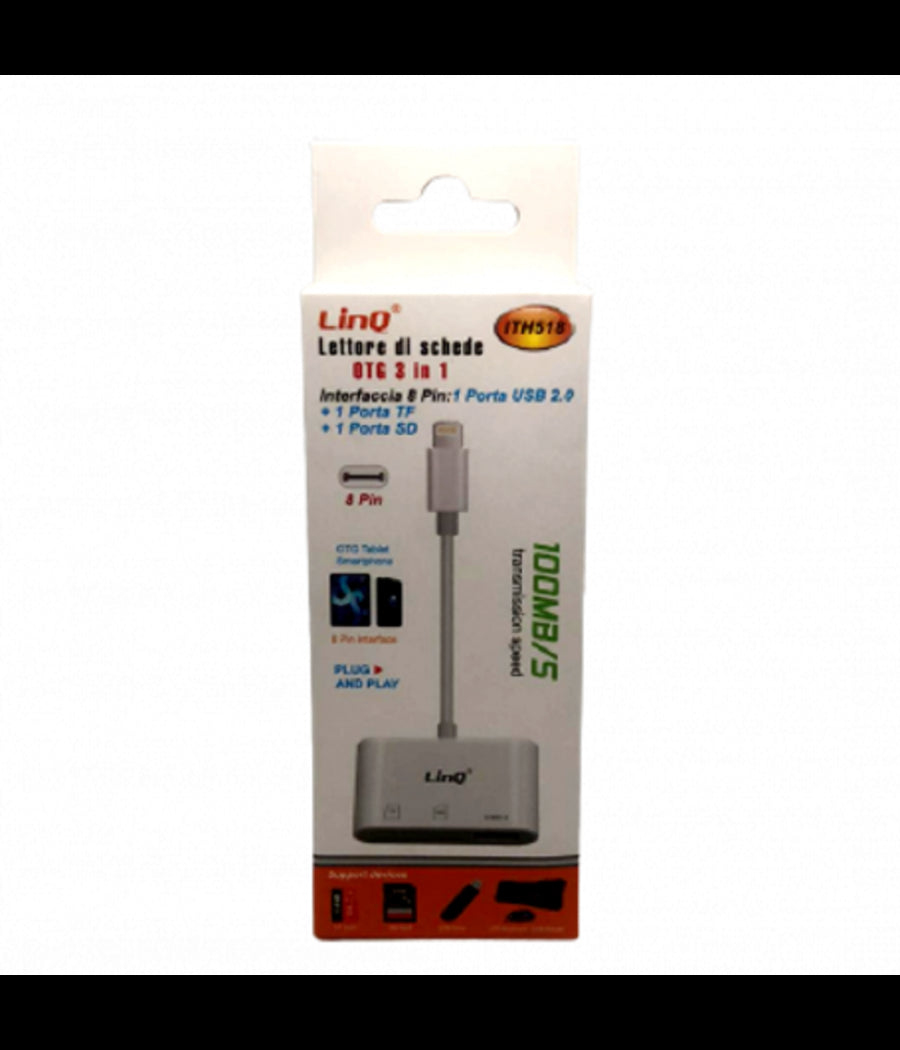 Lettore Schede Memory Card Otg 3in1 Interfaccia Lightning A Micro-sd/tf/usb Ith518         
