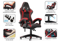 Sedia gaming ergonomica - RATTANTREE - con Supporto Lombare Sedia da Gioco in Pelle Pu con Altezza Regolabile - Rouge