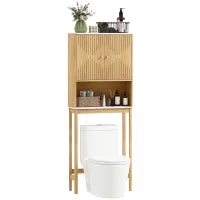 Mobile sopra WC con doppio armadio e ripiani, 66 x 25 x 168 cm, Legno