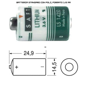 Batteria al litio saft ls 14250 3,6v 1/2 aa alta affidabilità