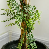 Albero Artificiale con 3 Piante di Bosso, con Vaso in Cemento, Interno ed Esterno, Altezza 115 cm