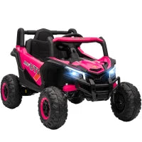 Auto Elettrica per Bambini UTV 12V con 2 Motori Telecomando 2,4G Velocità fino a 7 km/h Sistema di Sospensione Rosa