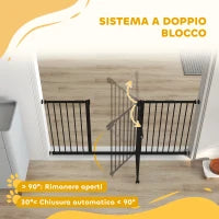 Cancellino per Cani a 3 Estensioni con Larghezza Regolabile fino a 147.5 cm e Chiusura Automatica, Nero