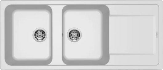 LAV. LIFE 500 116x50 2 vasche + gocciolatoio BIANCO 68