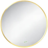 kleankin Specchio Bagno Rotondo con Cornice da Parete in Lega di Alluminio, Ø50x2cm, Oro