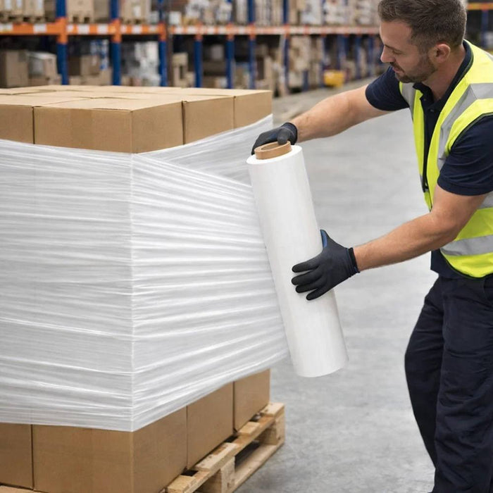 Film estensibile bianco 50 cm 23 micron per imballaggio manuale