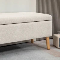 Panca Contenitore Imbottita per Camera da Letto, Ingresso, Soggiorno, Carico 220 Kg, in Tessuto Effetto Lino, 110 x 39 x 45 cm, Beige