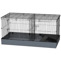 Gabbia per Animali Piccoli 2 in 1, Coperchio Rimovibile e Sezioni Separate, 121x61x61 cm, Nero